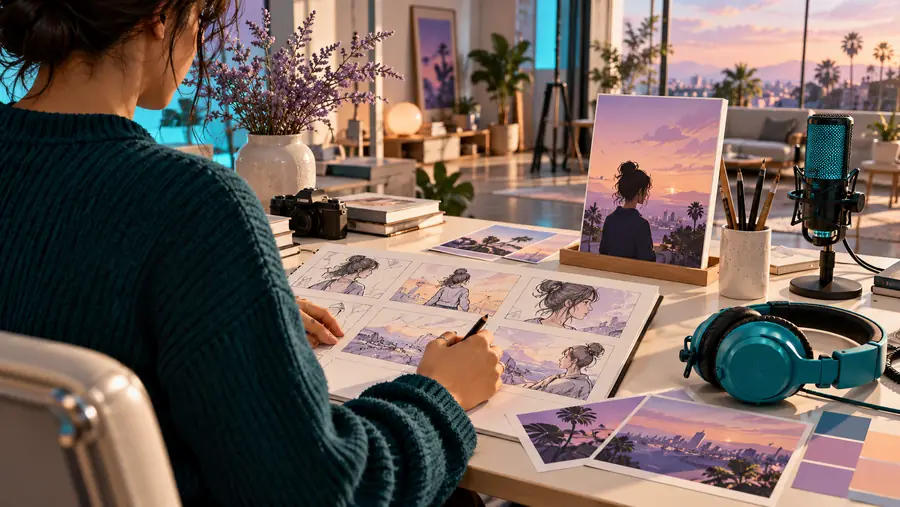Illustrative artwork suggesting a warm spoken-voice result