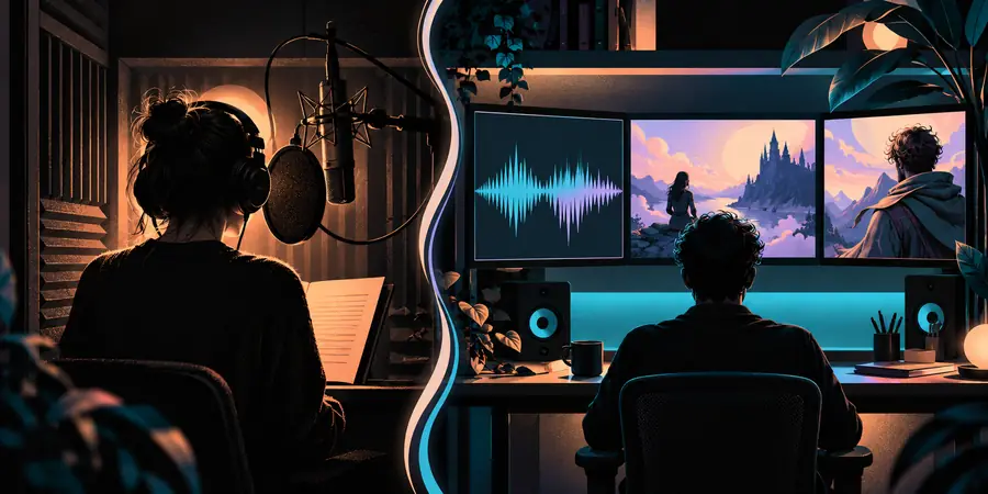 Illustration eines Audio-Arbeitsbereichs für einen kontrollierten Hörtest